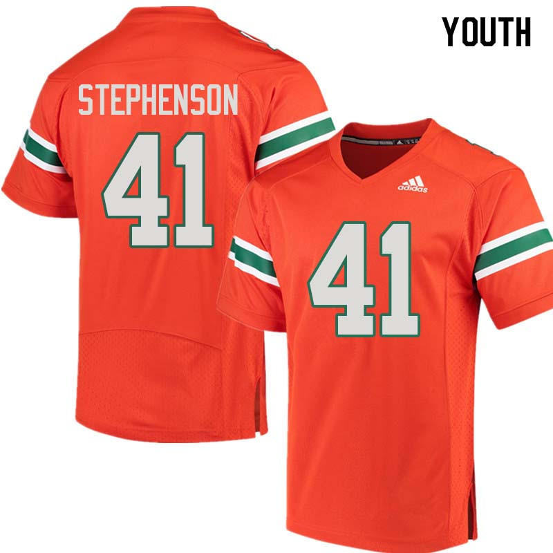 Youth Miami Hurricanes #41 Darian Stephenson College Football Jerseys Sale-Orange - Click Image to Close